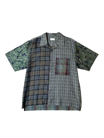 Universal Works Patchwork Plaid Shirt In Gray