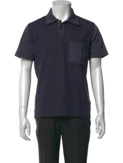 Pre-owned Universal Works Patterned Collar Polo Shirt In Blue