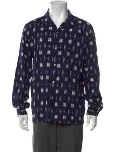 Pre-owned Universal Works Patterned Long Sleeve Shirt In Blue