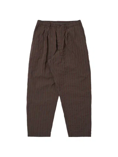 Universal Works Pinstripe Trousers In Brown
