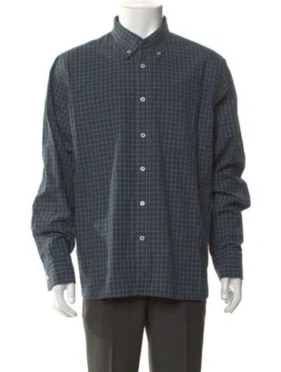 Pre-owned Universal Works Plaid Print Long Sleeve Shirt In Blue