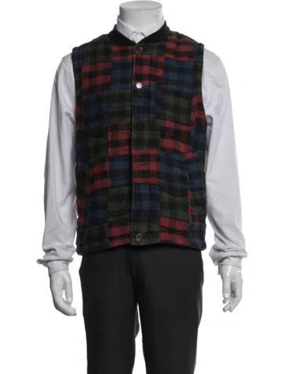 Pre-owned Universal Works Plaid Print Vest In Black