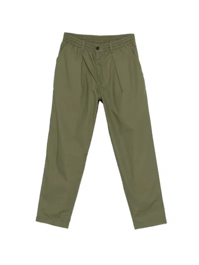 Universal Works Pleated Elasticated Trousers In Green