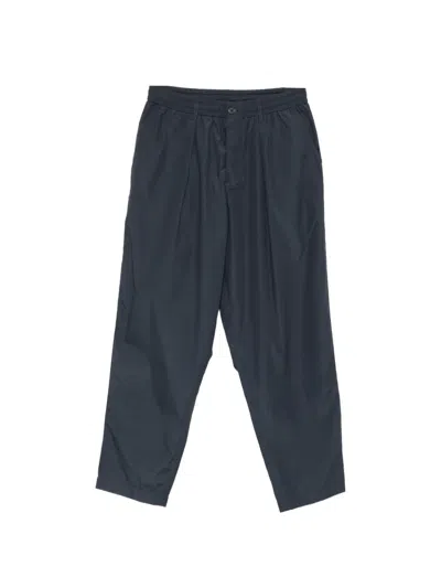 Universal Works Pleated Elasticated-waist Trousers In Blue