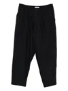 Universal Works Pleated-front Tapered Trousers In Blue