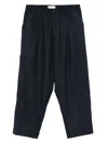 Universal Works Pleated-front Tapered Trousers In Blue