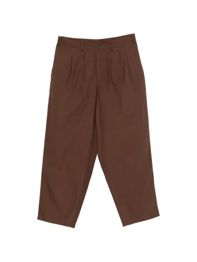 Universal Works Pleated Straight-leg Trousers In Brown