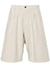 Universal Works Pleated Track Cotton Shorts In Neutrals