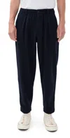 Universal Works Pleated Track Pants Dark Navy In Blue