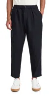 Universal Works Seersucker Pleated Trousers In Navy