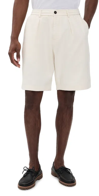 Universal Works Pleated Track Shorts Ecru In Neutral