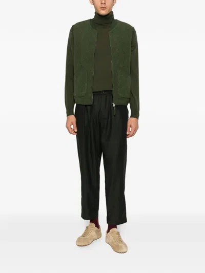 Universal Works Pleated Wool Gilet In Green