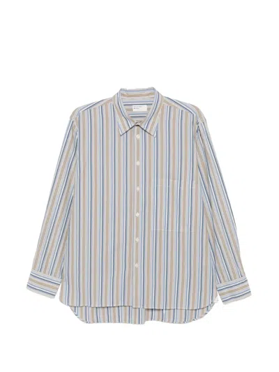 Universal Works Pocket Striped Shirt In Blue