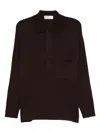 Universal Works Polo-neck Patch-pocket Sweater In Brown
