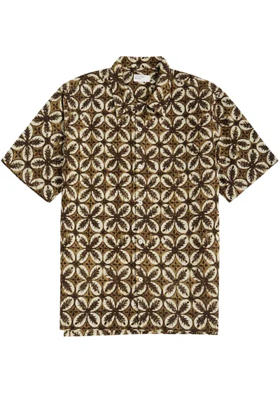 Universal Works Printed Cotton Shirt In Brown