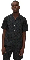 Universal Works Printed Road Shirt Navy In Black