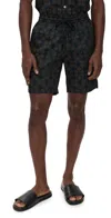 Universal Works Printed Simple Shorts Navy In Brown