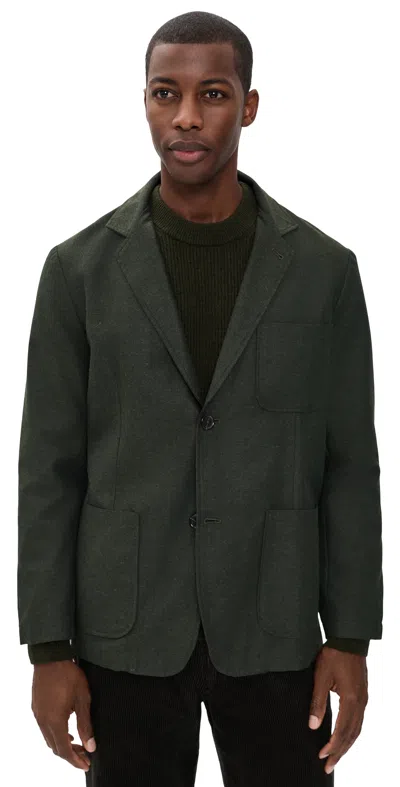 Universal Works Recycled It Tweed 2 Button Blazer Olive In Green