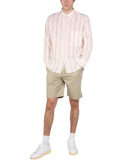 Universal Works Regular Fit Cotton Bermuda Shorts In Neutral