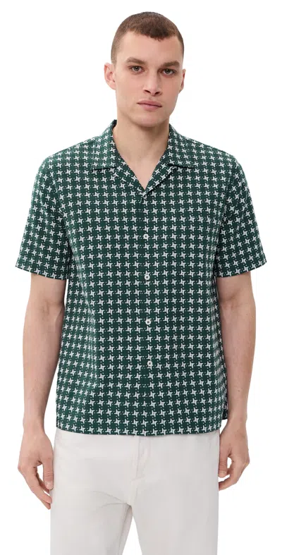 Universal Works Road Shirt Green/white In Multi