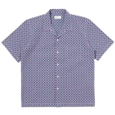 Universal Works Road Shirt In Navy Tile 1 Cotton In Blue