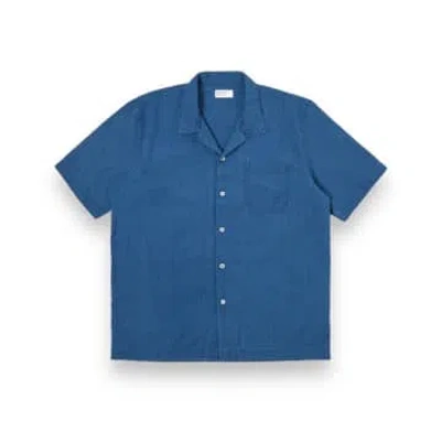 Universal Works Road Shirt Indigo Seersucker 30656 Washed Indigo In Blue