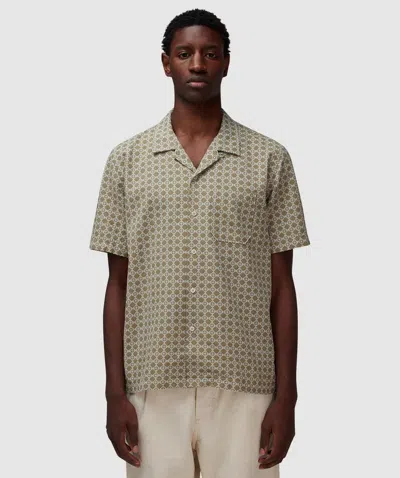 Universal Works Road Shirt In Sand/white