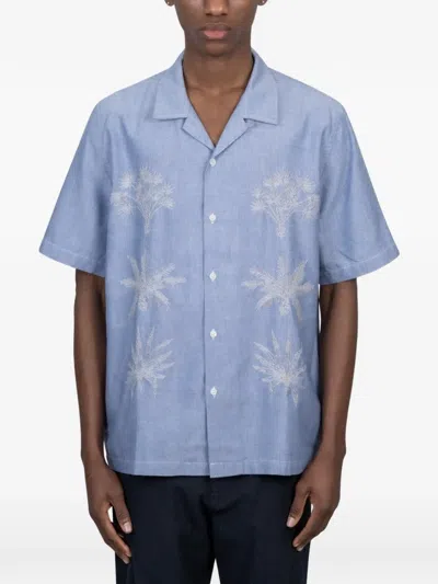 Universal Works Road Trip Shirt In Blue