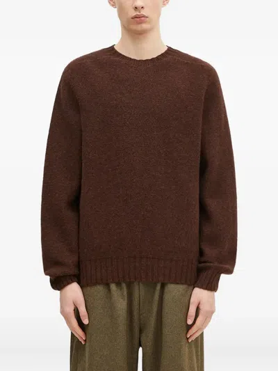 Universal Works Round-neck Wool Sweater In Brown