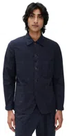 Universal Works Seersucker Bakers Jacket Navy In Navy