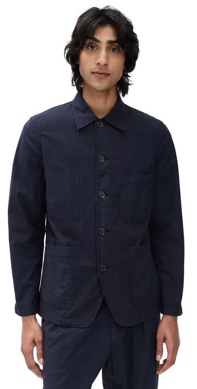 Universal Works Seersucker Bakers Jacket Navy