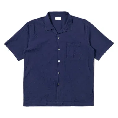 Universal Works Shirt Shirt  Road Shirt Arten Seersucker - Navy In Blue