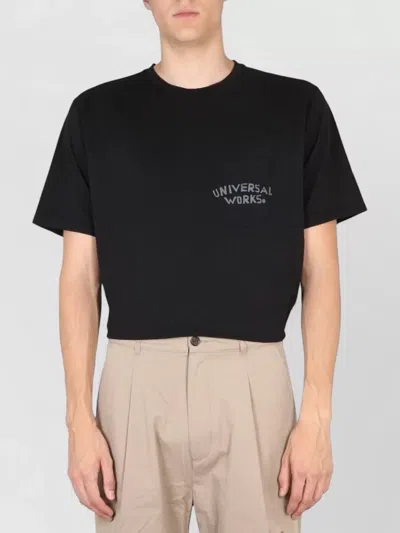 Universal Works Short Sleeve Crew Neck Pocket T Shirt In Black