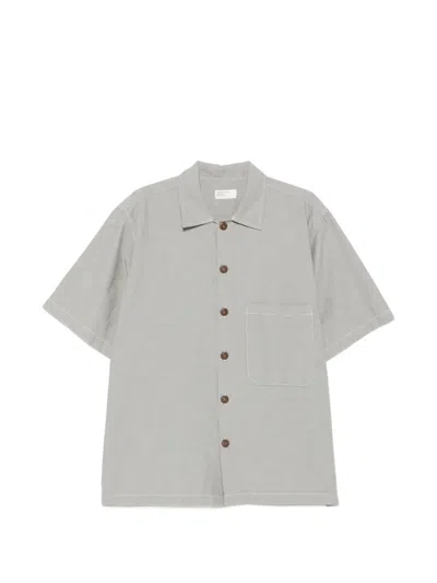 Universal Works Short-sleeved Chest-pocket Shirt In Gray