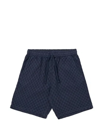 Universal Works Simple Checkered Drawstring Shorts In Blue