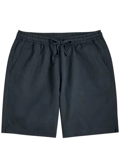 Universal Works Simple Linen-blend Shorts In Black