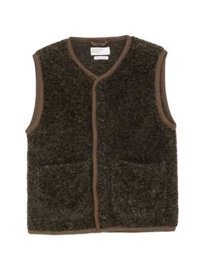 Universal Works Sleeveless Button-up Gilet In Brown