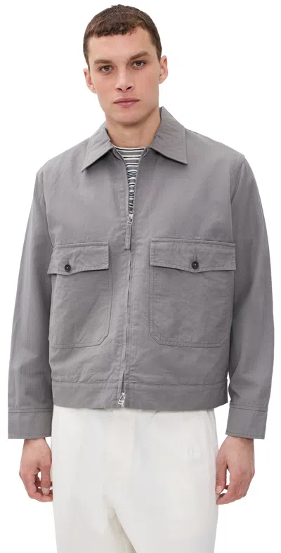 Universal Works Mens Mid-grey Linen Slub Weave E130 Jacket In Gray