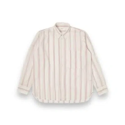 Universal Works Square Pocket Shirt Hendrix Curry Stripe 30664 Ecru Lilac In Multi