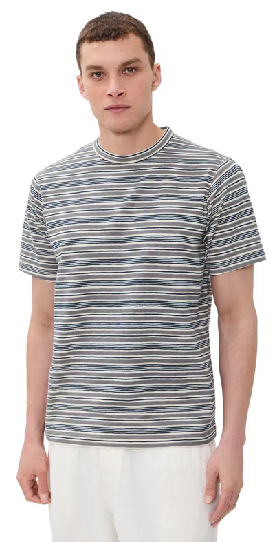 Universal Works Striped Core Tee Grey In Multi