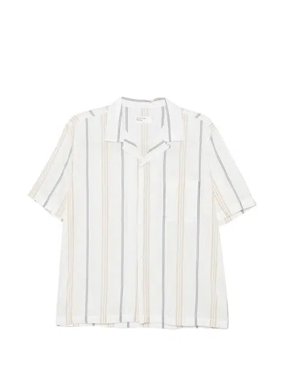 Universal Works Striped Shirt In White