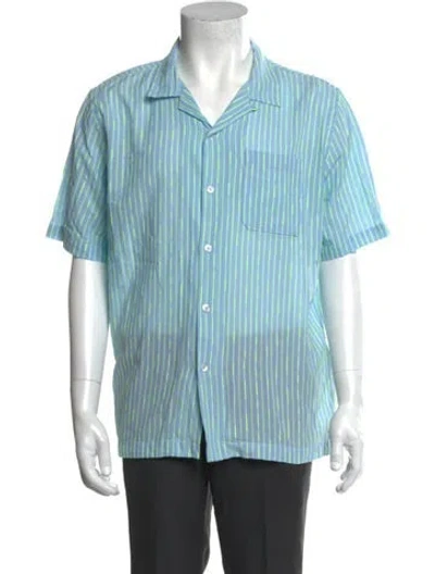 Pre-owned Universal Works Striped Short Sleeve Shirt In Blue