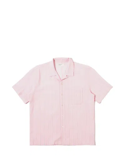 Universal Works Striped Short-sleeve Shirt In Pink