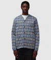 Universal Works Summer Check Cardigan In Brown/blue