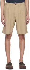 UNIVERSAL WORKS TAUPE PLEATED SHORTS