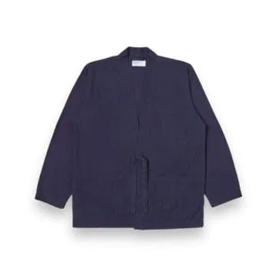 Universal Works Tie Front Jacket Herringbone Denim 30684 Indigo In Blue