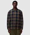 Universal Works Travail Overshirt In Navy/brown