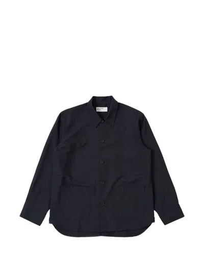 Universal Works Travail Pocket Cotton Overshirt In Blue