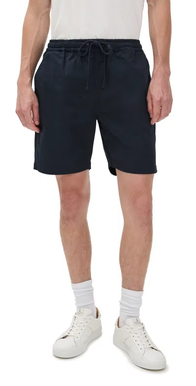 UNIVERSAL WORKS TWILL BEACH SHORTS 7.5 NAVY