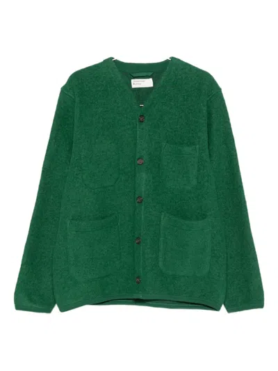 Universal Works V-neck Cardigan In Green